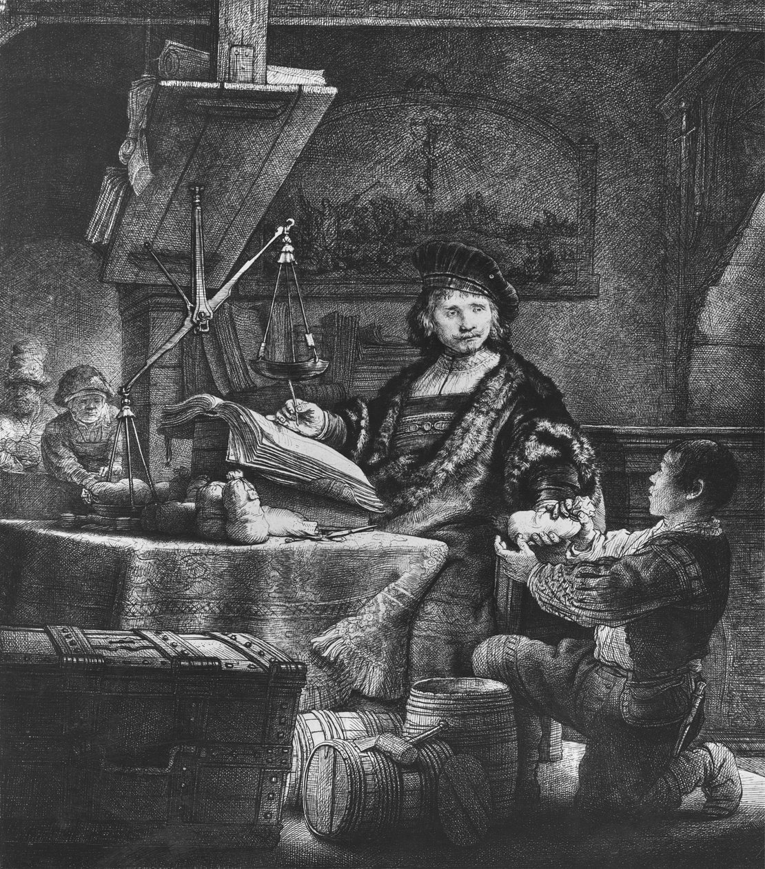 Jan Uytenbogaert "Zlatník", 1639 (lept a suchá jehla) od Rembrandt van Rijn