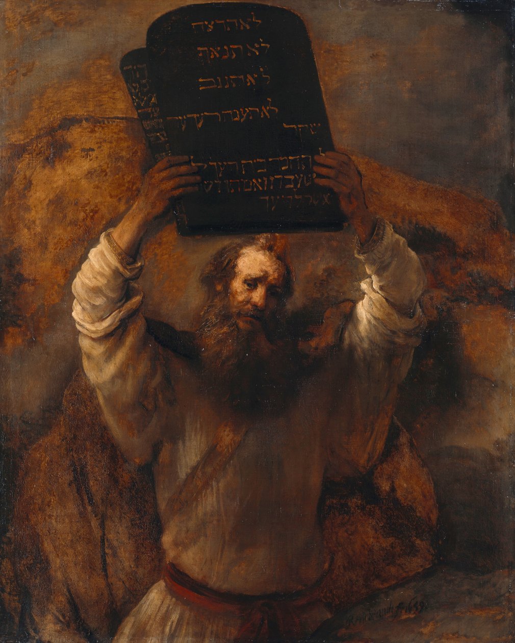 Mojžíš s deseti přikázáními od Rembrandt van Rijn