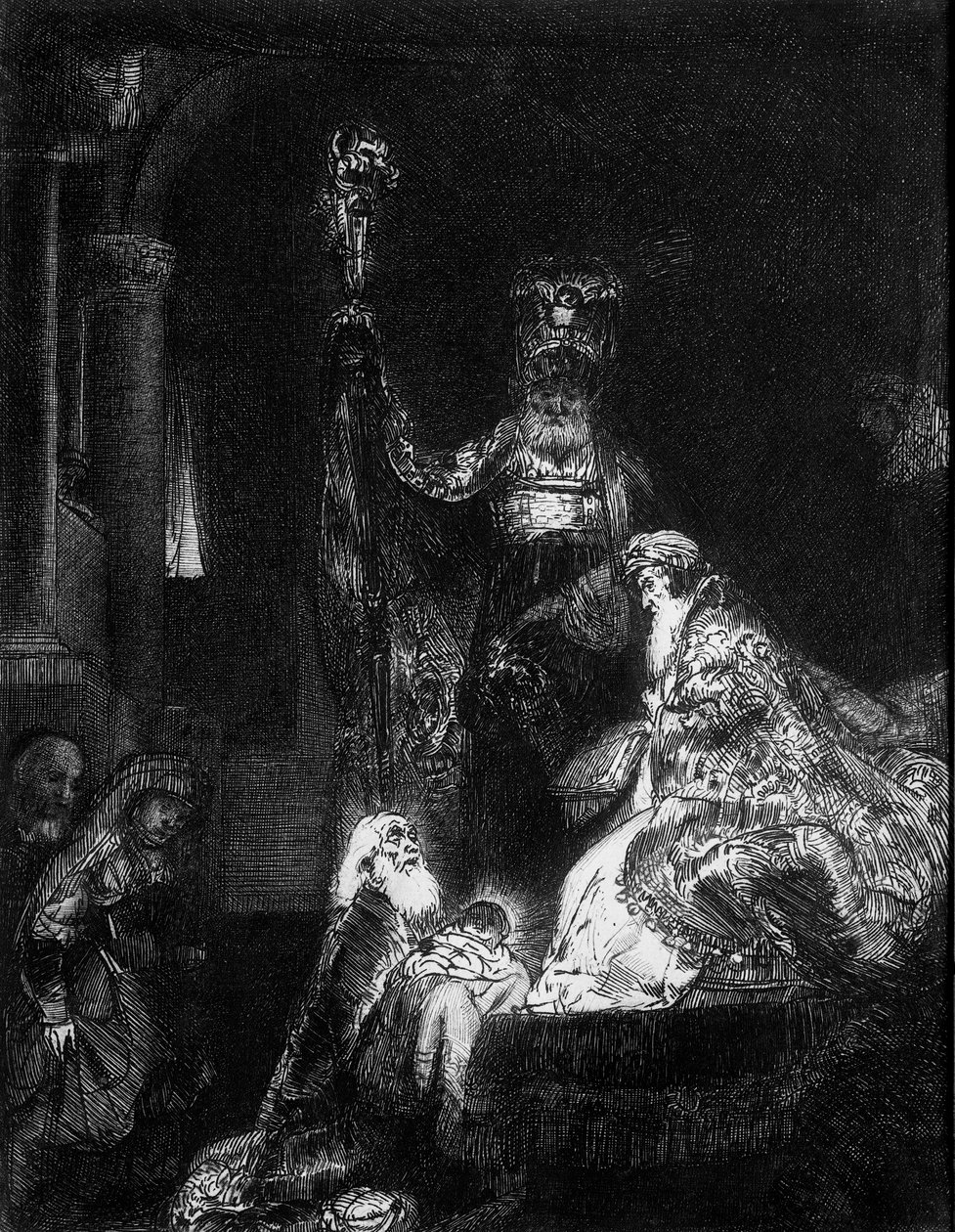 Prezentace v chrámu, 1654 (mezzotinta) od Rembrandt van Rijn