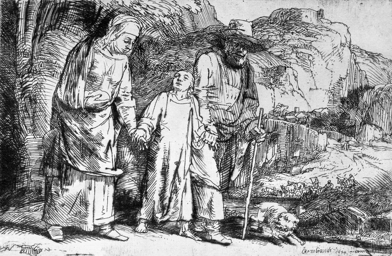 Návrat z Egypta aneb Ježíš Kristus vzat zpět z chrámu, 1649 od Rembrandt van Rijn