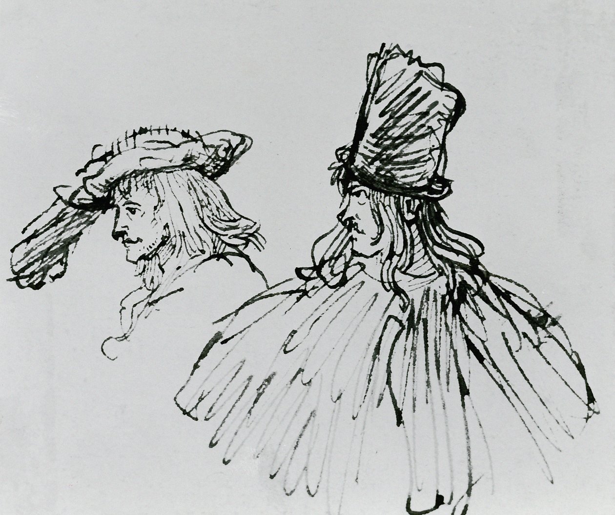 Dva herci (pera a inkoust na papíře) od Rembrandt van Rijn