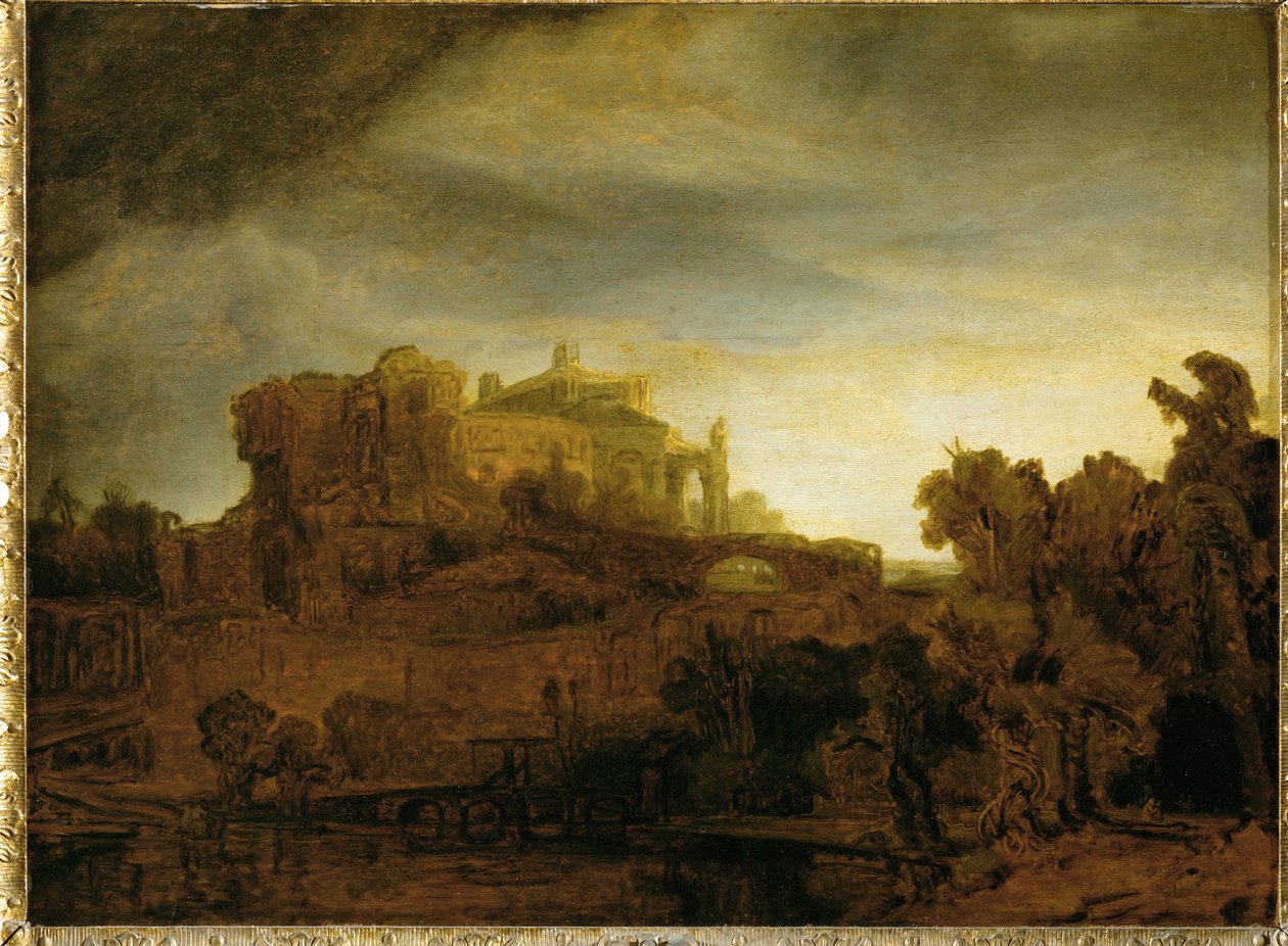 Hrad za soumraku ... od Rembrandt Harmensz. van Rijn