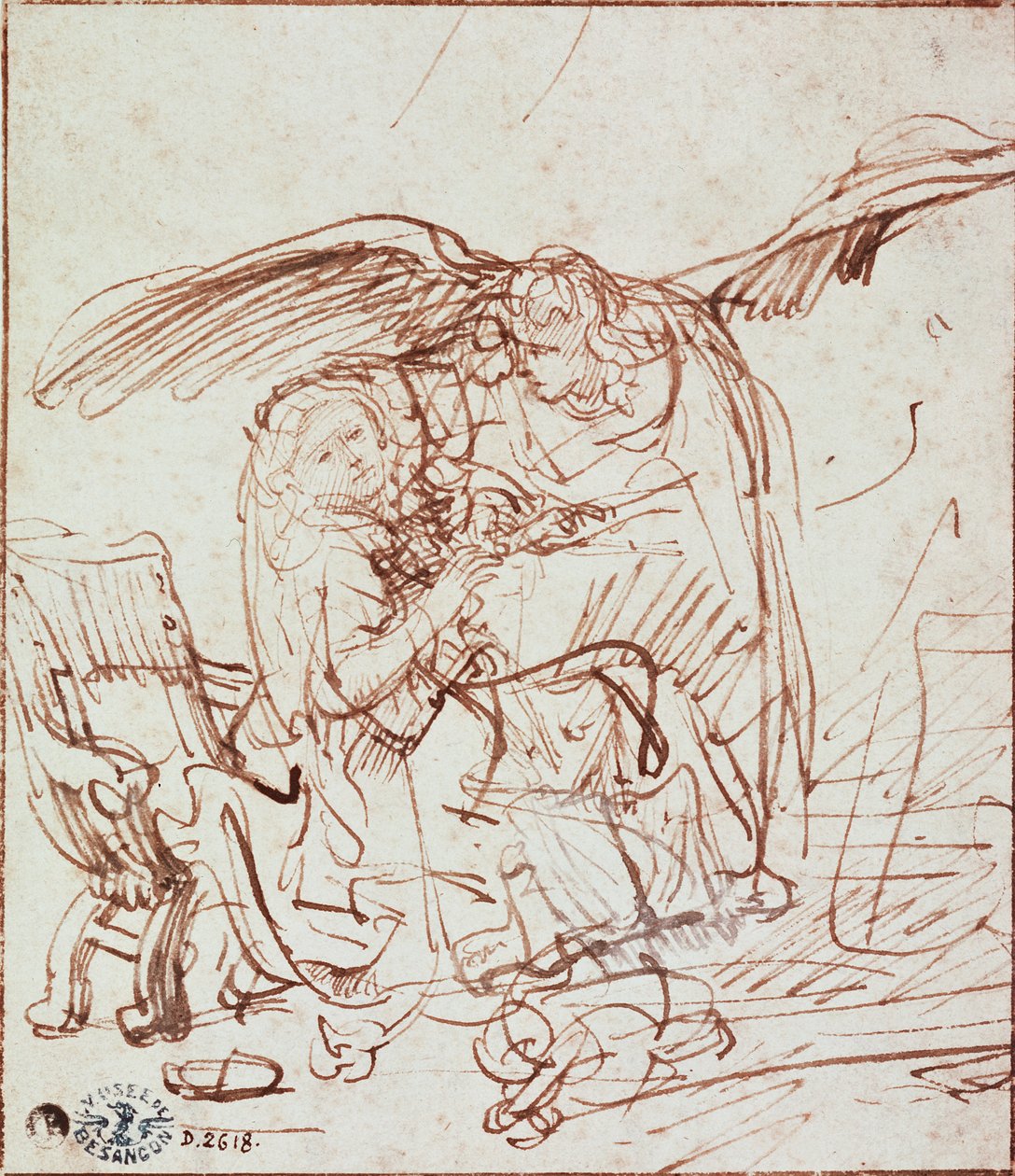 Zvěstování (kresba) od Rembrandt van Rijn