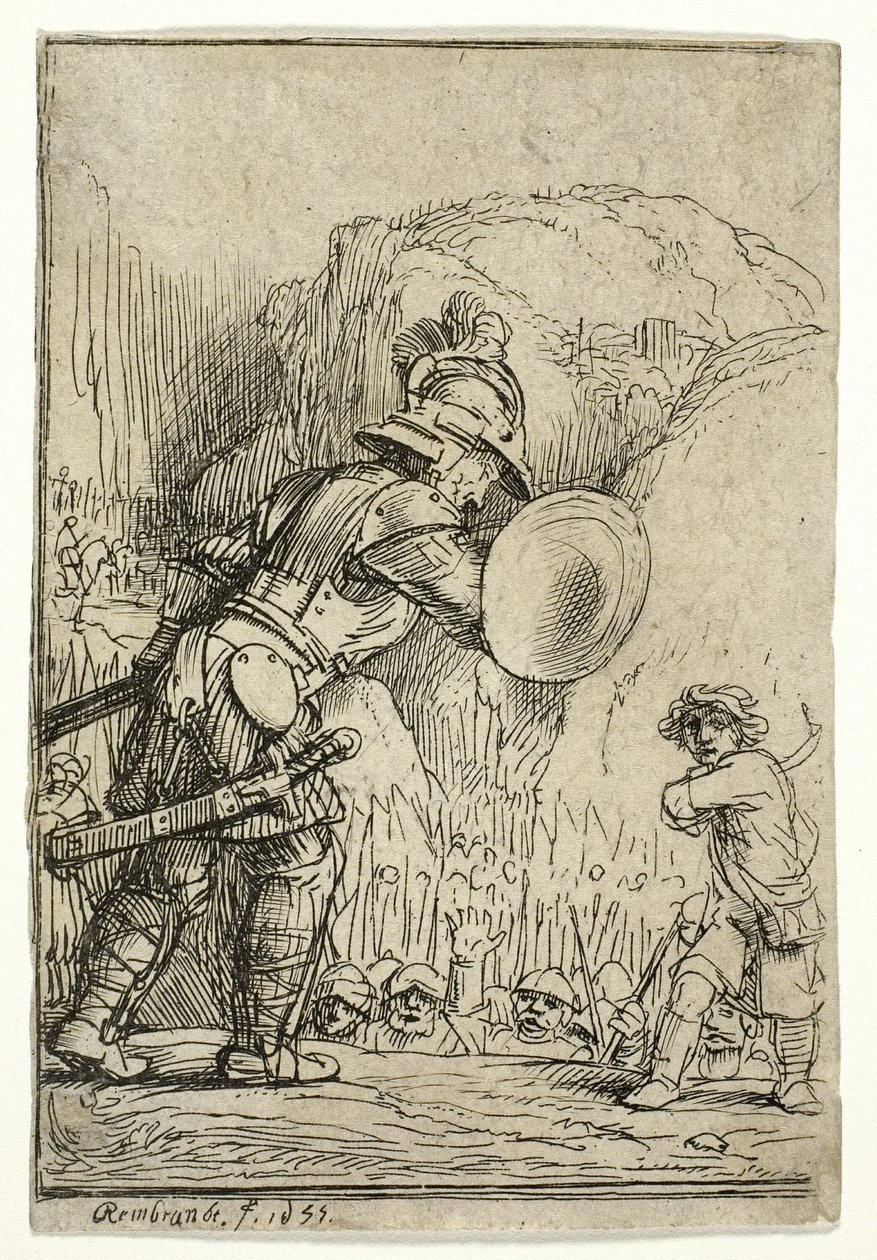 David a Goliáš od Rembrandt van Rijn