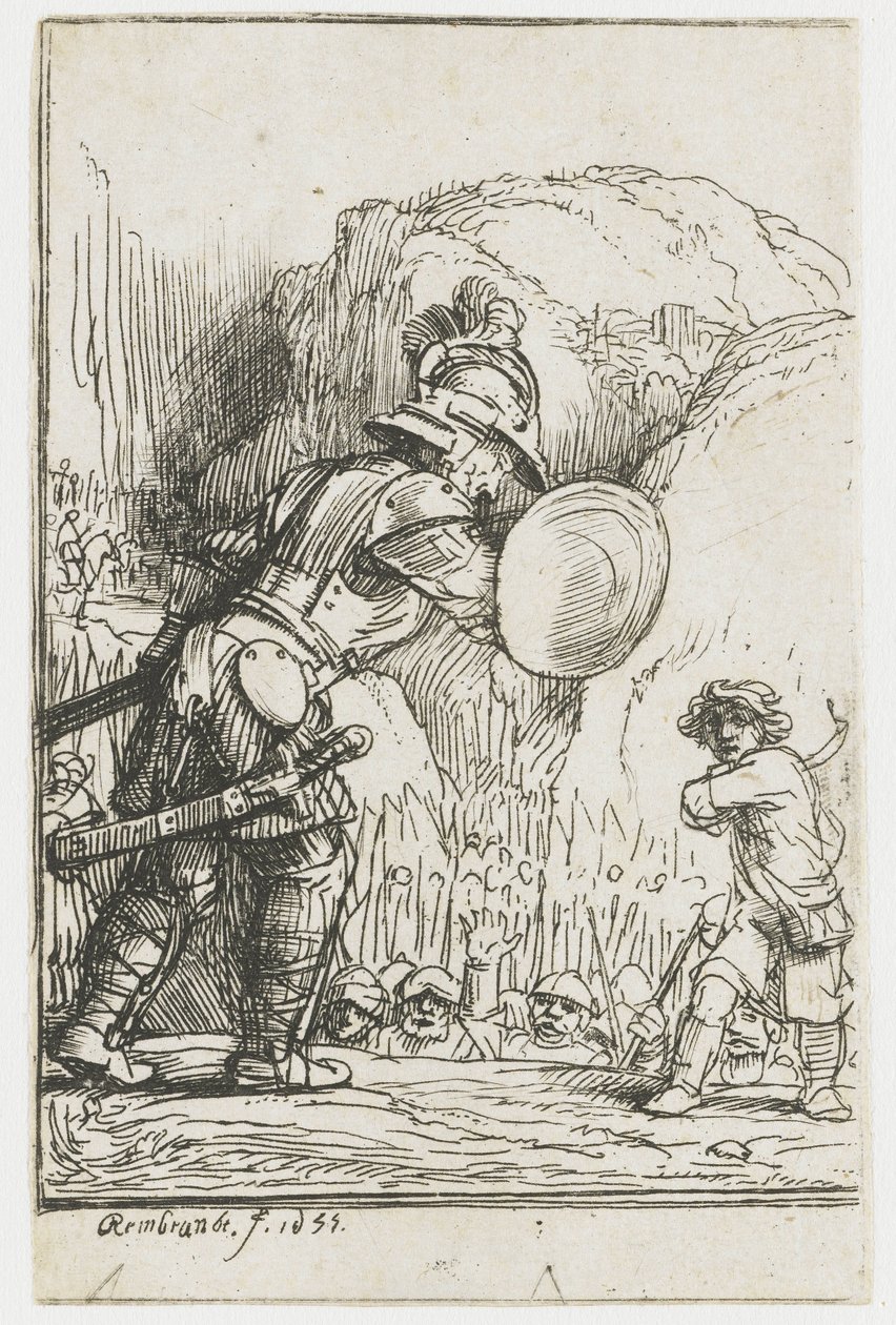 David a Goliáš od Rembrandt van Rijn