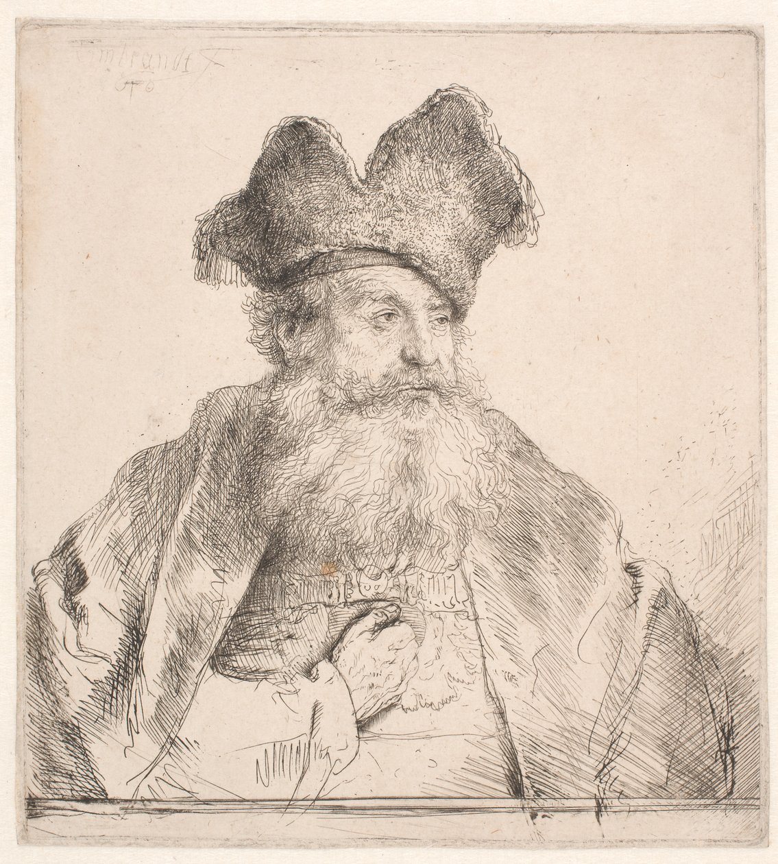 Starý muž s kožešinovou čepicí od Rembrandt van Rijn