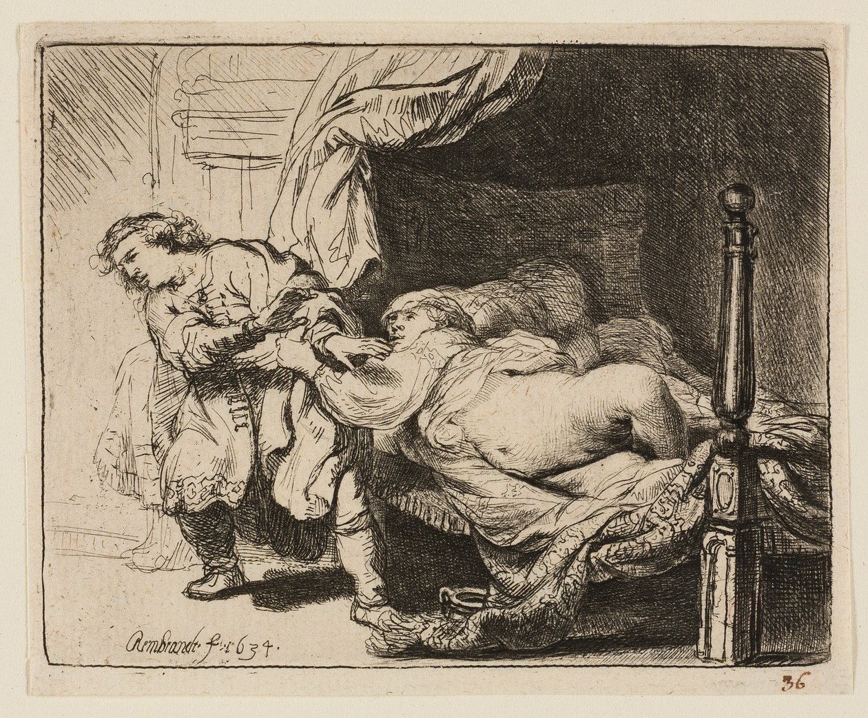 Josef a Potífarova žena od Rembrandt van Rijn