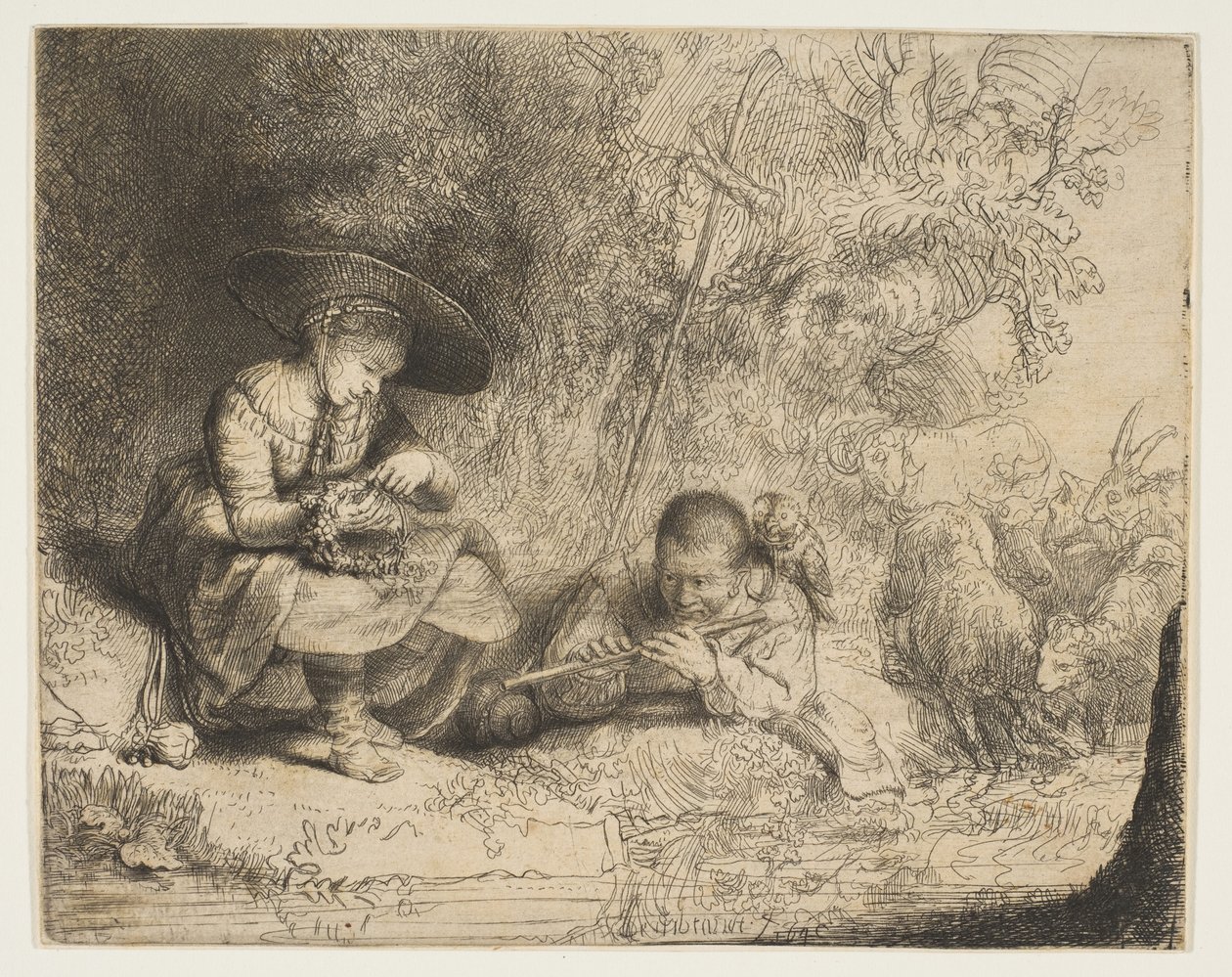 Hráč na flétnu, 1642. od Rembrandt van Rijn