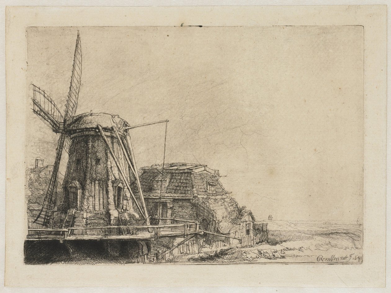 Větrný mlýn Větrný mlýn od Rembrandt van Rijn