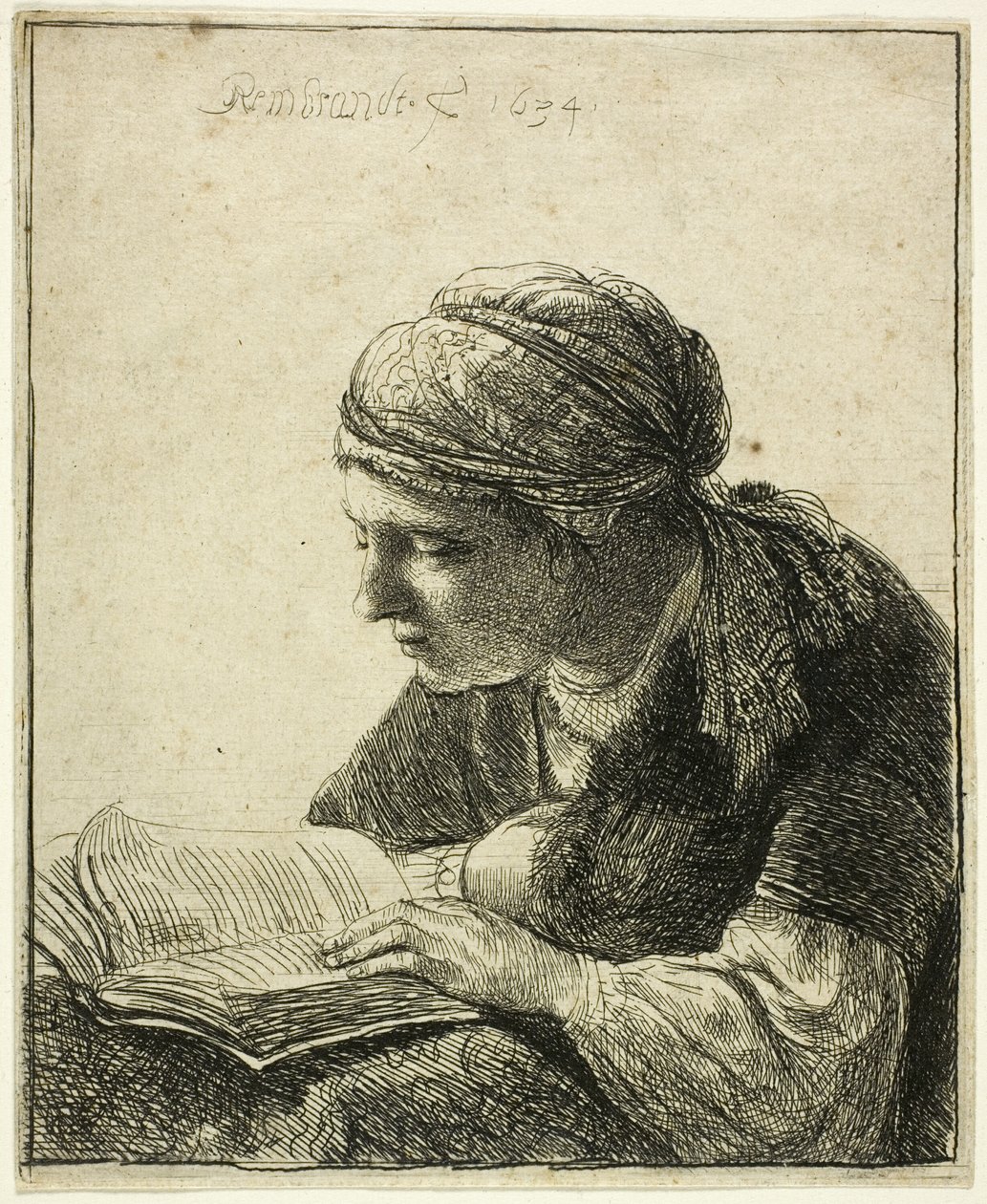 Žena čtení od Rembrandt van Rijn