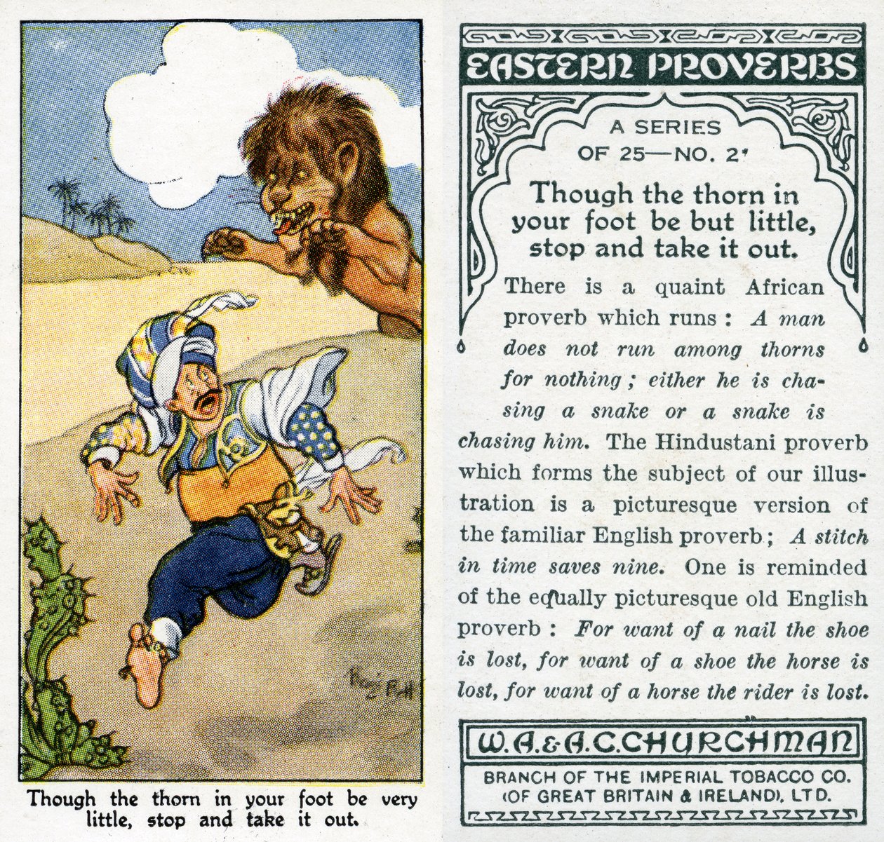 „I když je trn v tvé noze velmi malý, zastav se a vyndej ho“, 1931 (viz také 498222) od René Bull