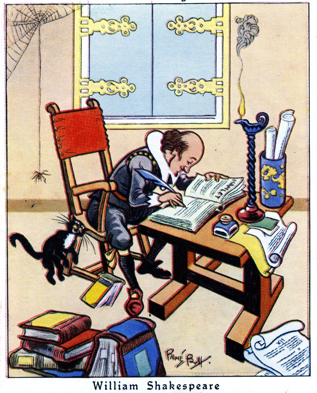 Shakespeare píšící Hamleta, 1936 od René Bull