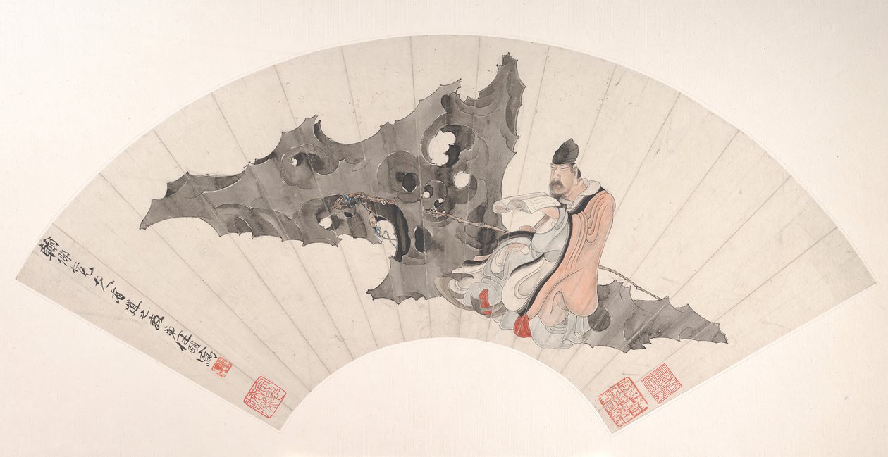 Scholar on a Rock, ca. 1880. od Ren Yi
