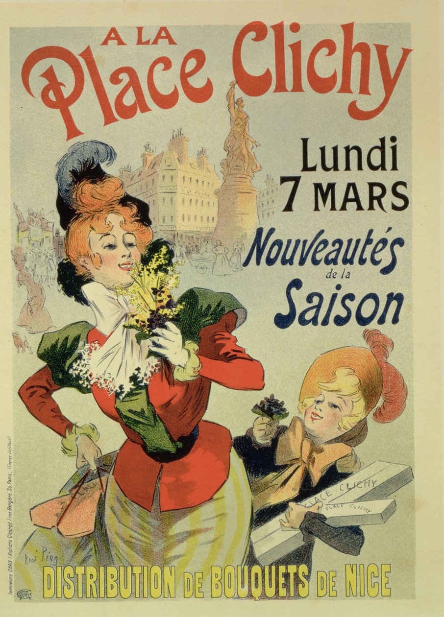 Reprodukce plakátu propagujícího obchod "A La Place Clichy", 1898 od Rene Pean