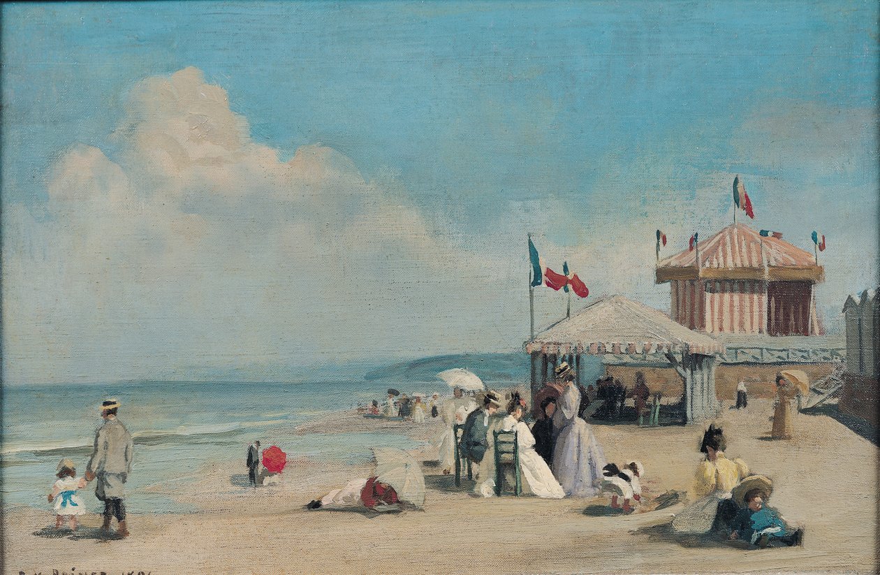 Pláž v Cabourgu od René François Xavier Prinet