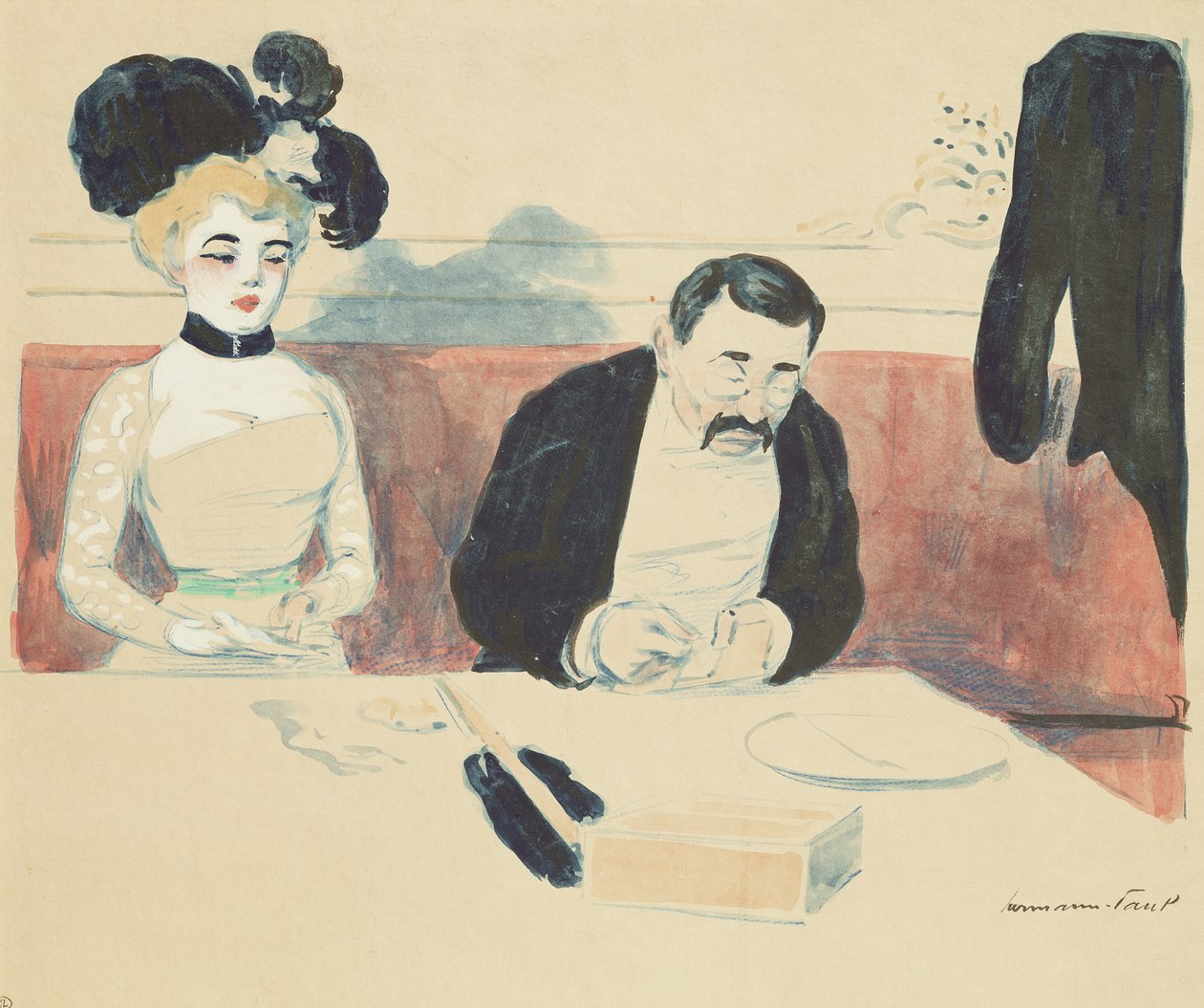 Pár v restauraci od Rene George Hermann Paul
