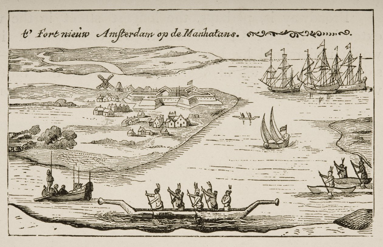 Pevnost a osada New Amsterdam na ostrově Manhattan ve 20. letech 17. století, c.1880 od Reverend Samuel Manning