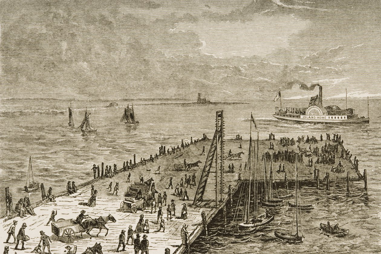 Přístaviště na ostrově Nantucket, Massachusetts v 70. letech 19. století, kolem roku 1880 od Reverend Samuel Manning