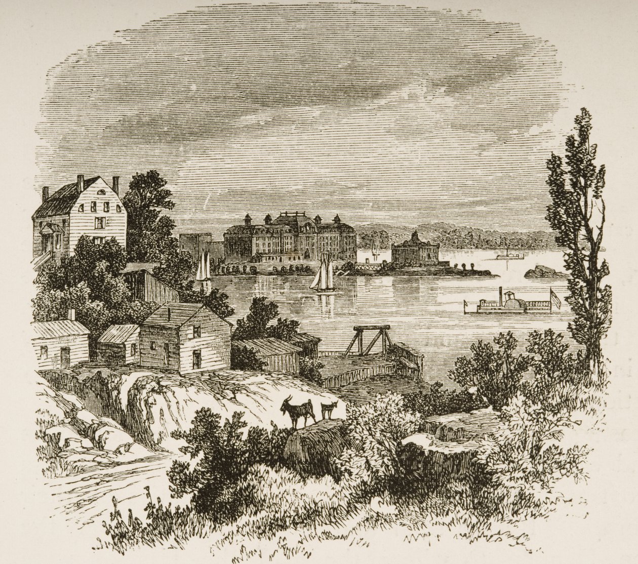 Turtle Bay a Blackwells Island, New York, cca 1880 od Reverend Samuel Manning