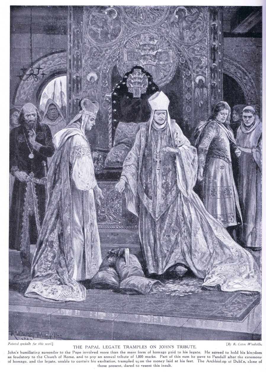 Papežský legát šlape po Janově poctě AD1213, 20. léta 20. století od Richard Caton Woodville junior
