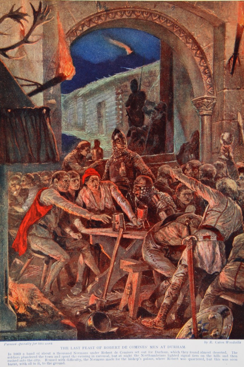 Poslední hostina mužů Roberta de Comines v Durhamu, 1069, ilustrace z knihy "Hutchinson
