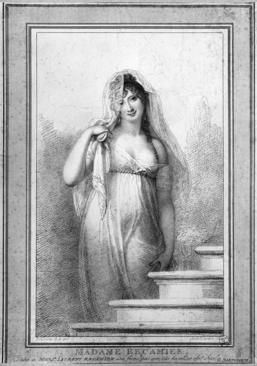Madame Recamier (1777-1849) vyryla Antoine nebo Anthony Cardon (1772-1813) 1804 od Richard Cosway