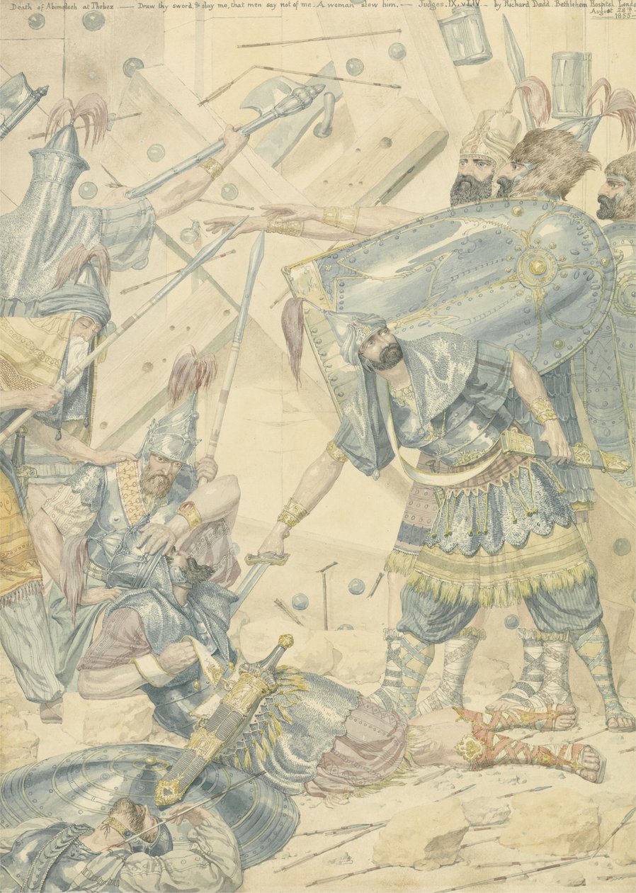 Smrt Abimelecha v Thebez, 1855 (wc nad grafitem na papíře) od Richard Dadd