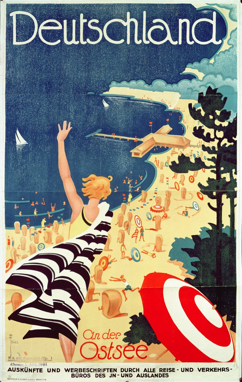 Německo: u Baltského moře, cca 1930 (barevná litografie) od Richard Friese
