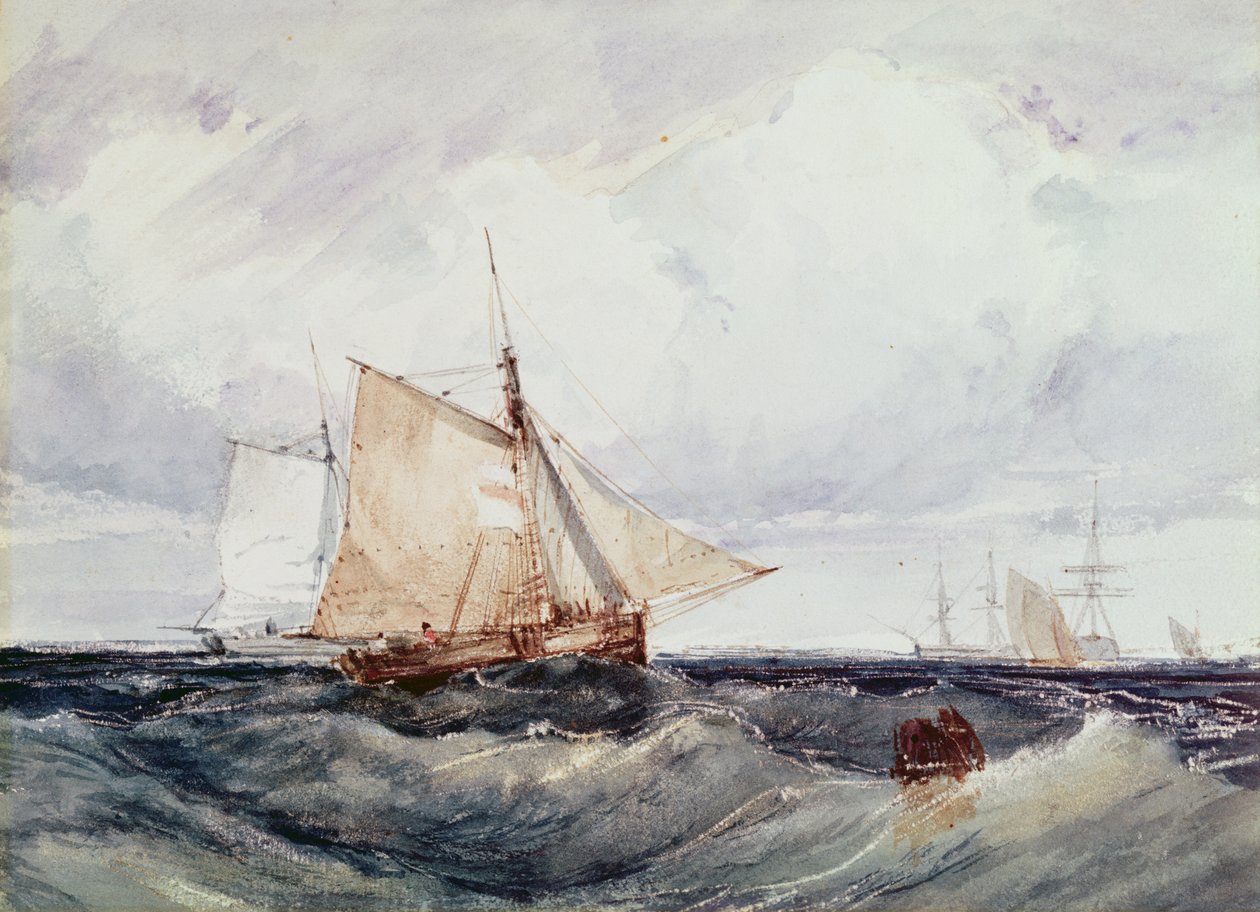 Řezačka a další lodě v silném vánku od Richard Parkes Bonington