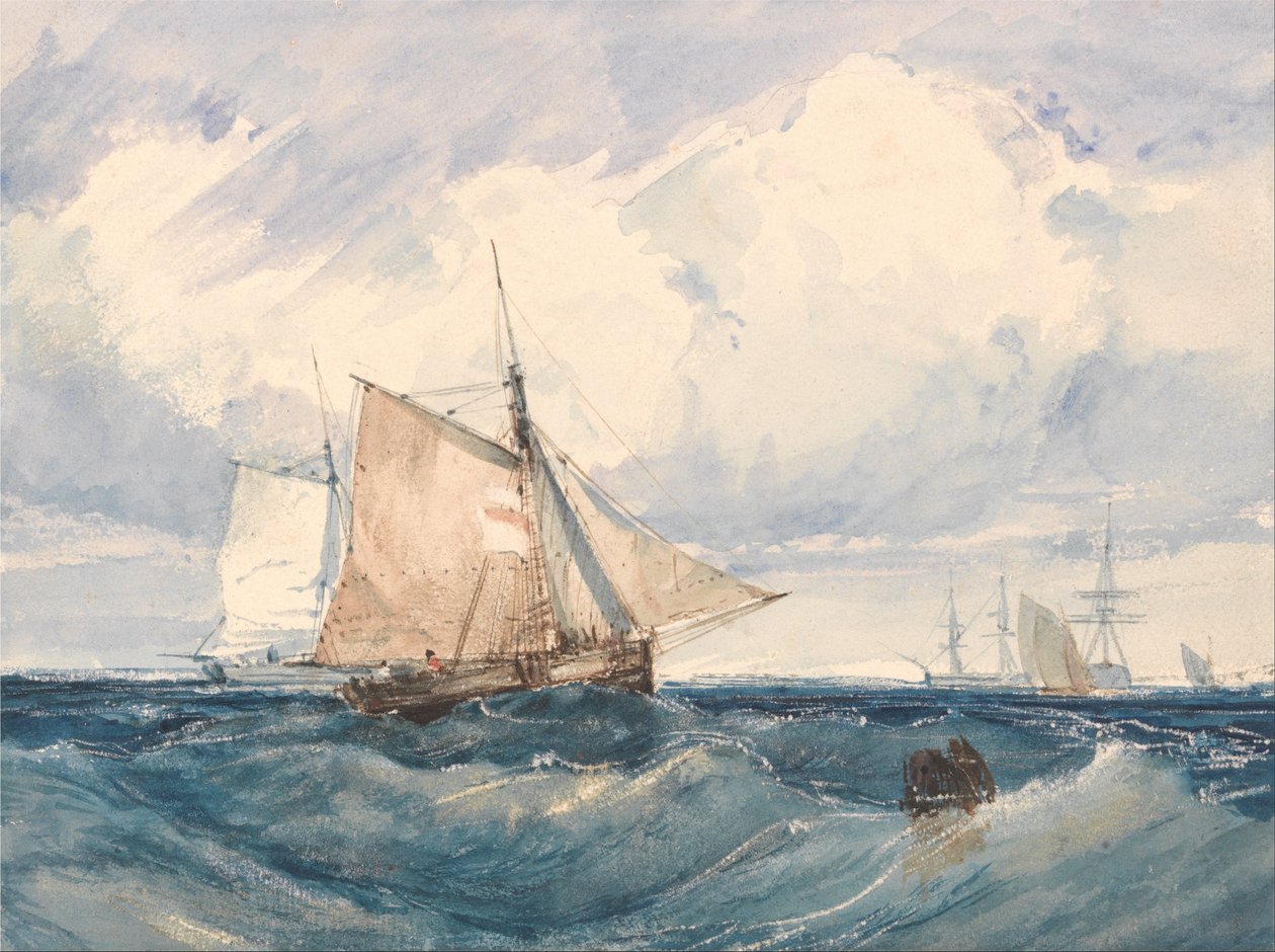 Řezačka a další doprava ve vánku od Richard Parkes Bonington