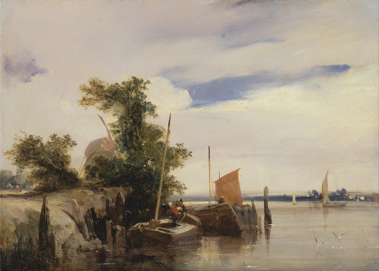 Čluny na řece od Richard Parkes Bonington