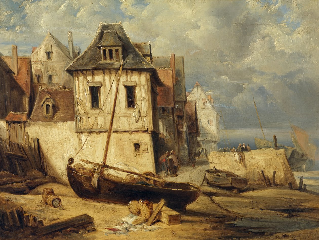 Pobřežní rybářská vesnice od Richard Parkes Bonington