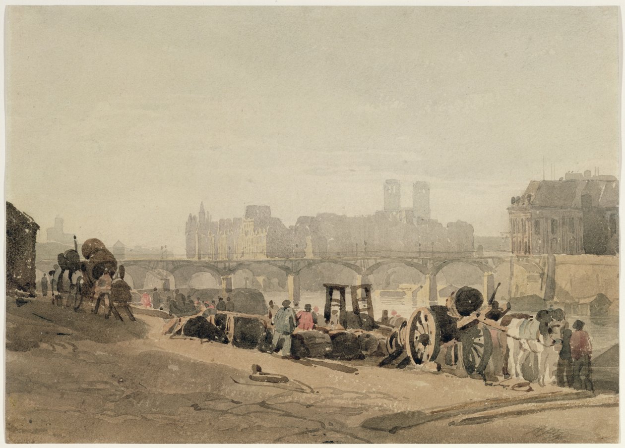 Ile de la Cite, Paříž, (wc na tkaném papíře) od Richard Parkes Bonington