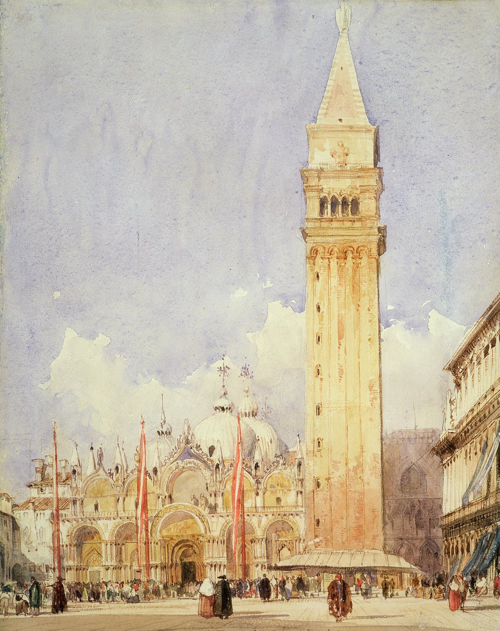 Piazza San Marco, Benátky, cca 1826 (grafit a wc na papíře) od Richard Parkes Bonington