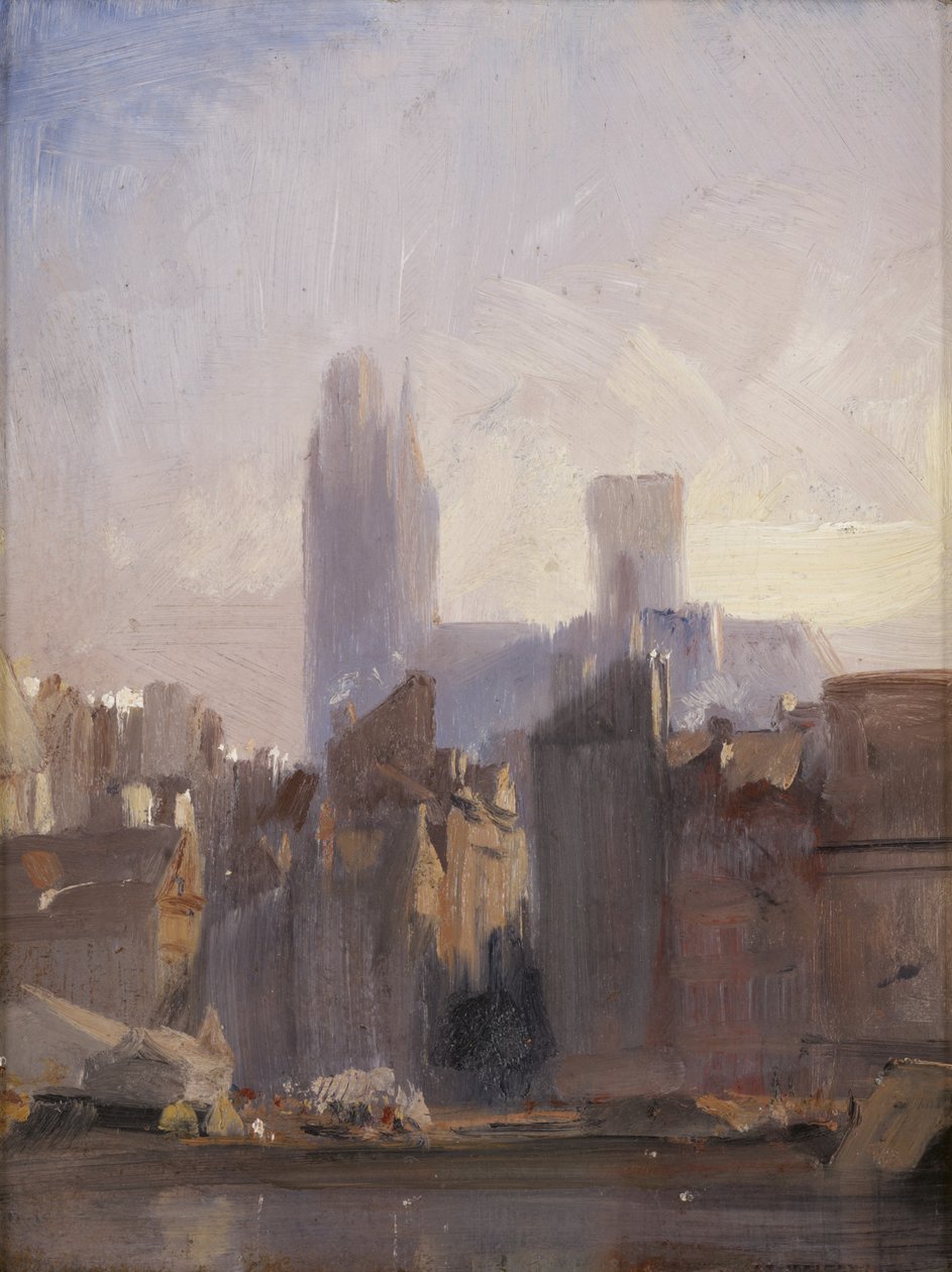 Katedrála v Rouen, východ slunce, 1825 (olej na mlýnské desce) od Richard Parkes Bonington