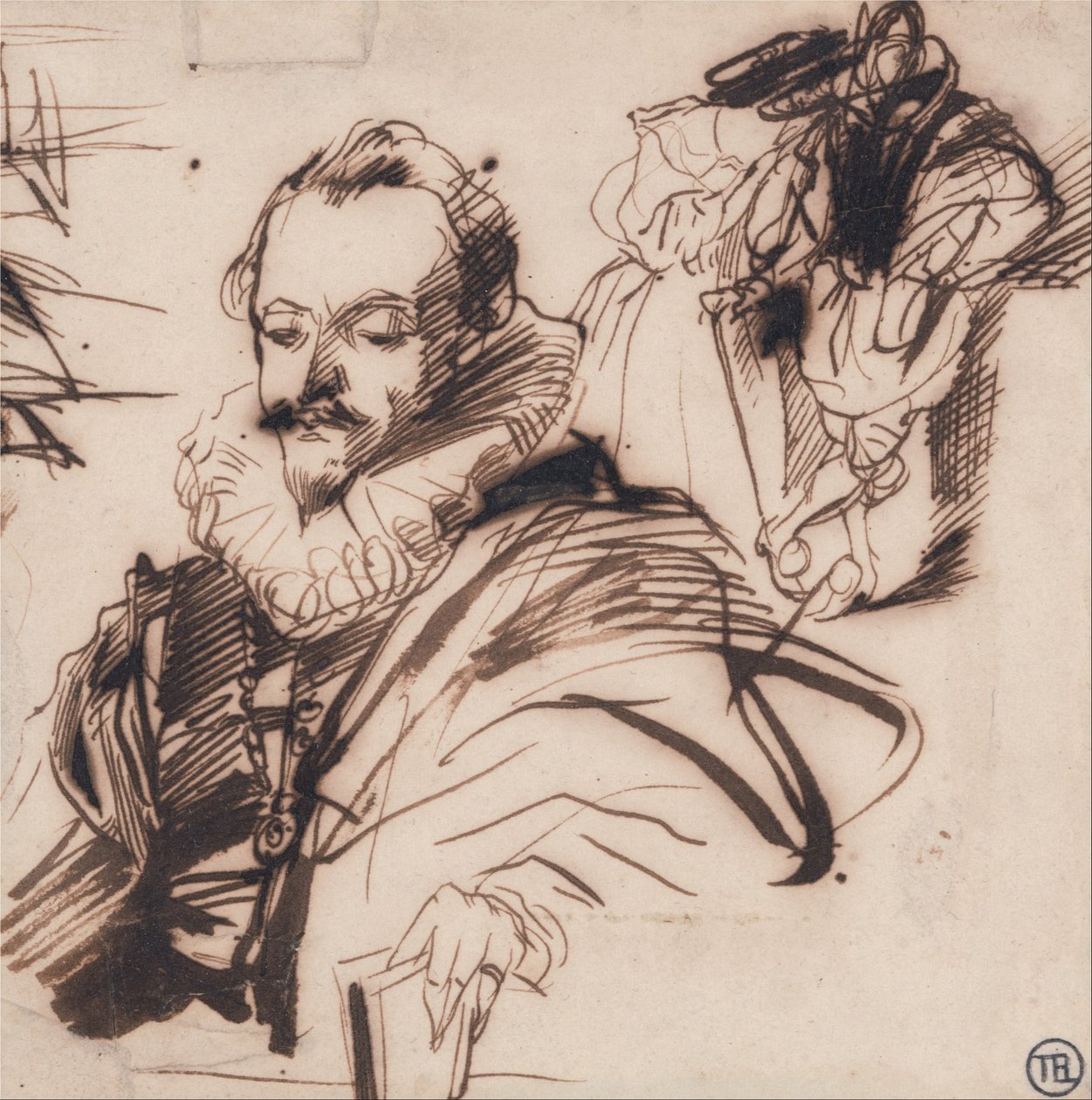 Studie gentlemana v kostýmu 17. století, po Van Dyckovi od Richard Parkes Bonington