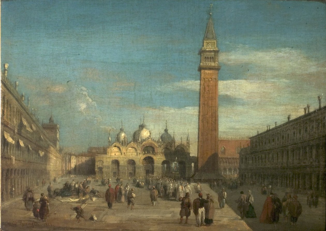 Pohled na náměstí Piazza San Marco, Benátky, Itálie, 1826 od Richard Parkes Bonington