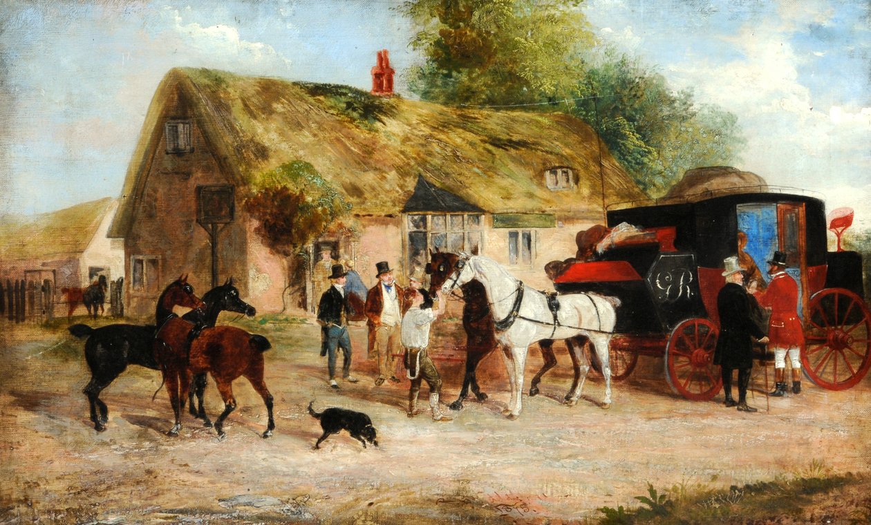 Kočárová scéna, asi 1875 (olej na plátně) od Richard Dodd Widdas