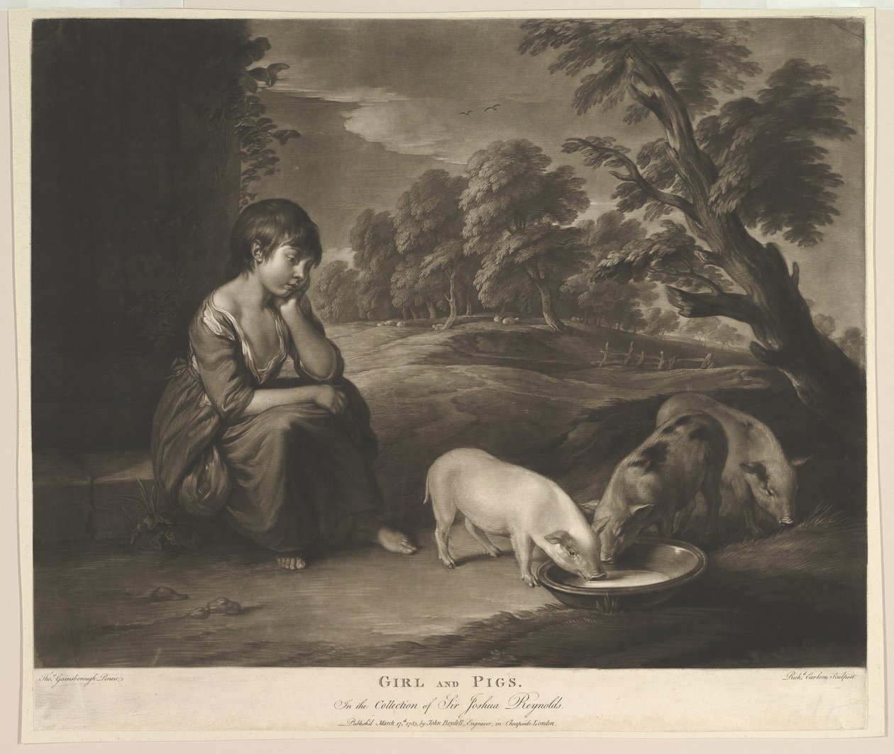 Dívka a prasata, 1783. od Richard Earlom
