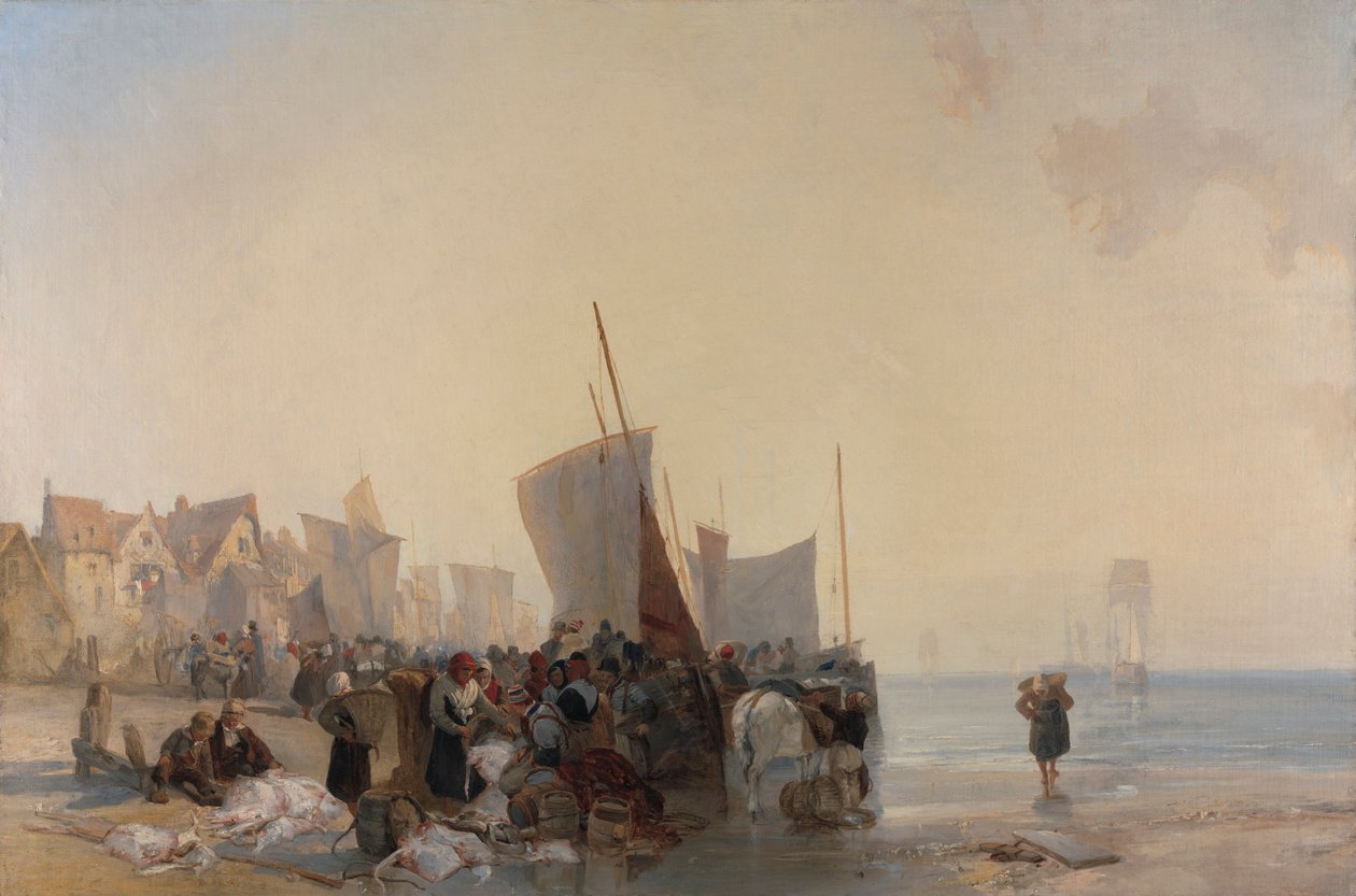 Rybí trh poblíž Boulogne od Richard Parkes Bonington