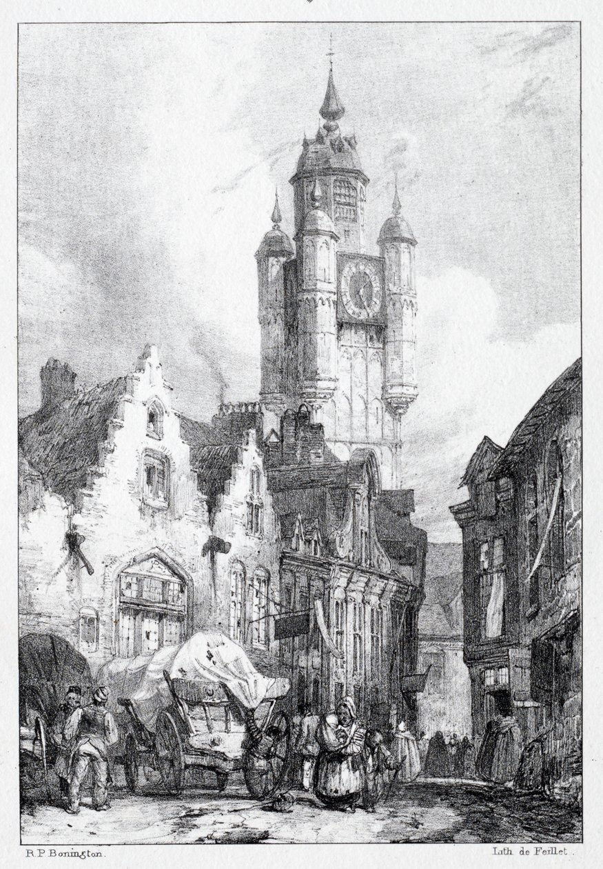 Bergues: Tržní věž od Richard Parkes Bonington