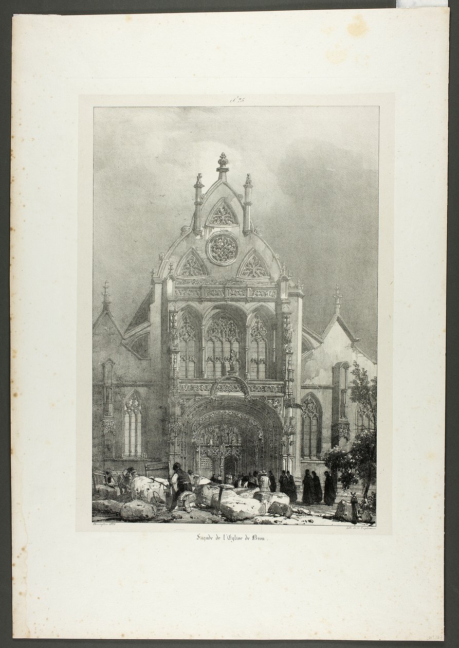Fasáda kostela v Brou od Richard Parkes Bonington