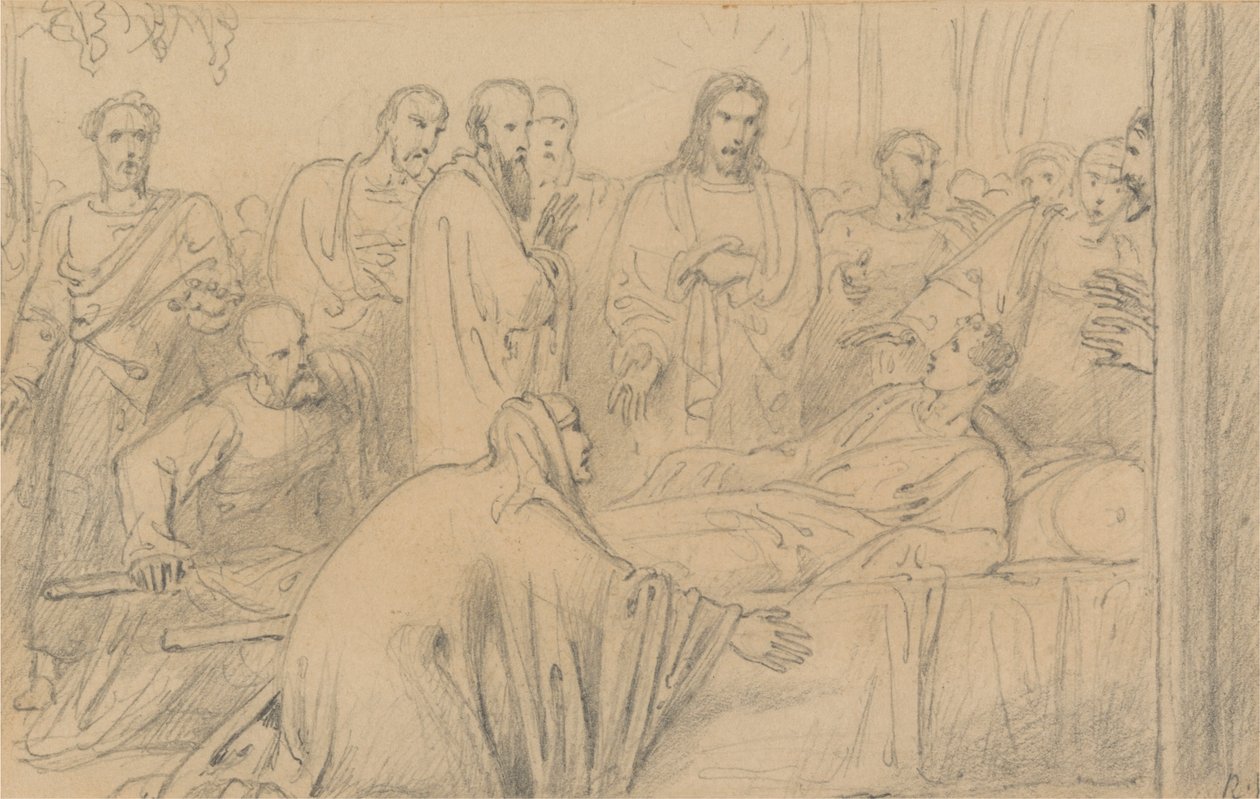 Kristus křísí syna vdovy (Lukáš 7:13-16) od Richard Westall