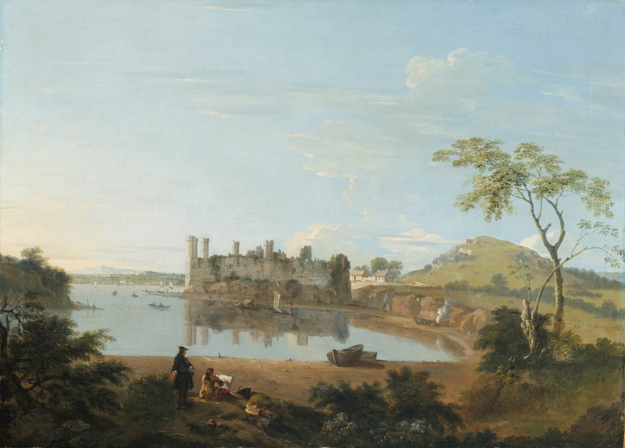 Zámek Caernarvon, kolem roku 1744 (olej na plátně) od Richard Wilson