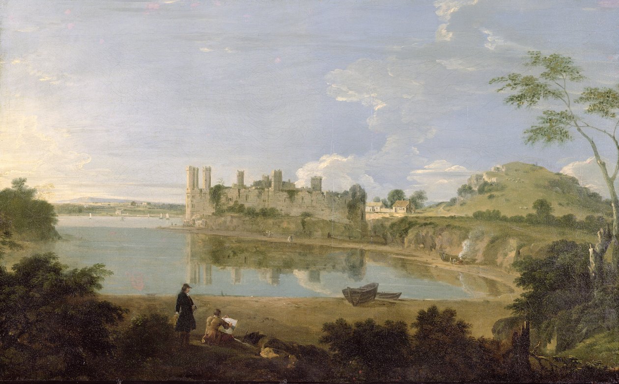 Hrad Caernarvon, cca 1745-50 (olej na plátně) od Richard Wilson