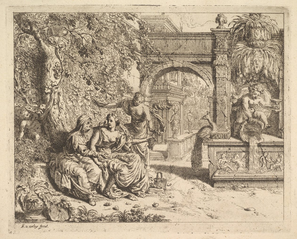 Vertumnus a Pomona. od Richard van Orley