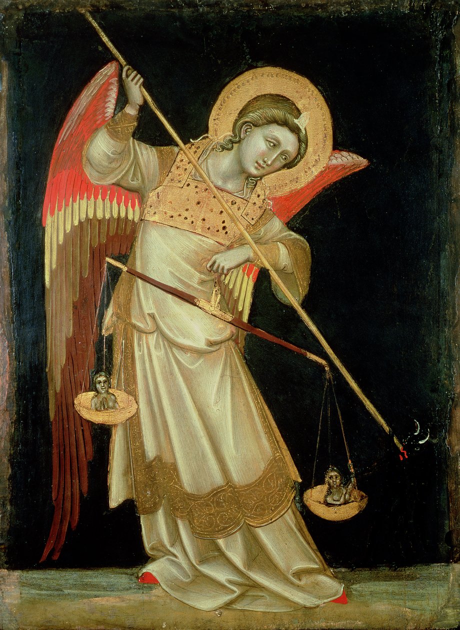 Anděl vážící duši, asi 1348-55 (tempera na desce) od Ridolfo di Arpo Guariento