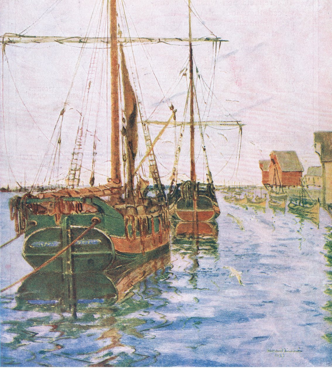 Lodě v přístavu, z My Magazine, pub.1922 od Rikard Lindstrom