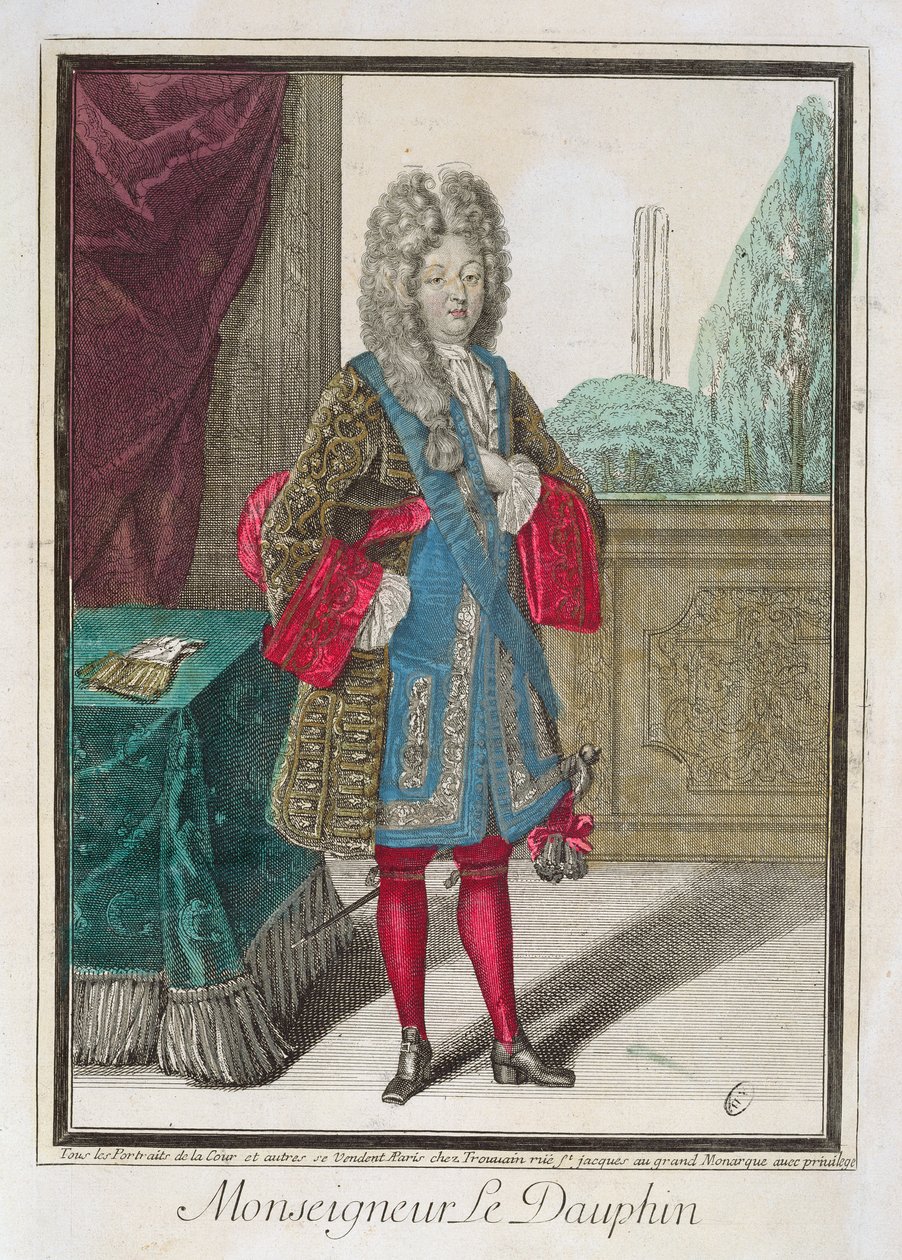 Louis de France (1661-1711) Monseigneur le Dauphin (barevná rytina) od Robert Bonnart