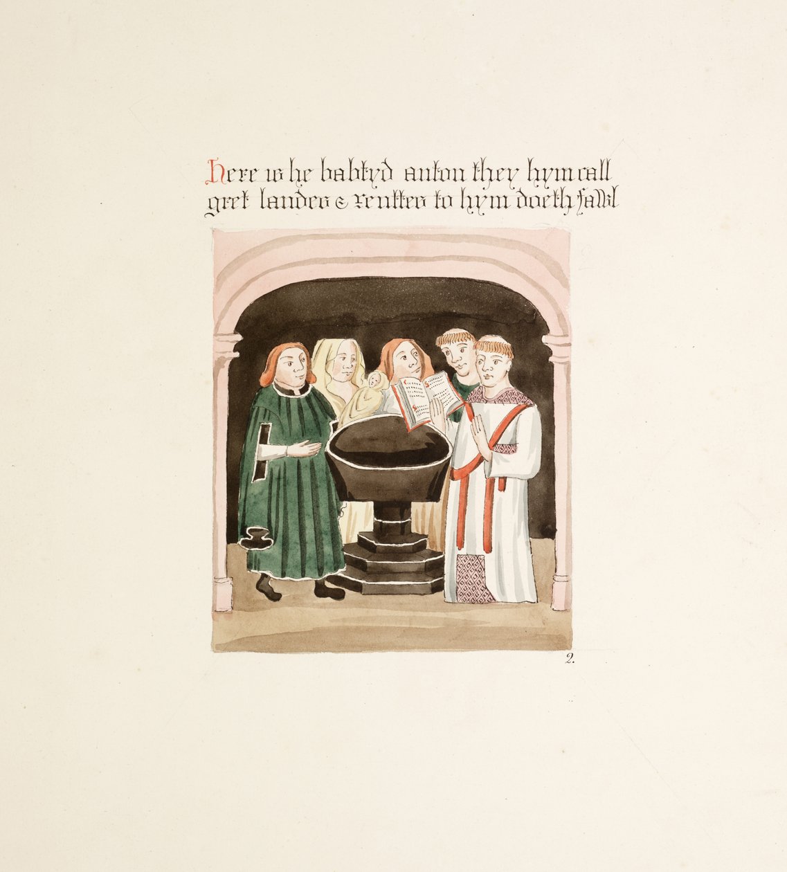 Paní Nová Coll 380, f34r. Starožitnosti katedrálního kostela Saint Mary, Carlisle, kreslil Robert Carlile, 1795 (pero a inkoust a wc na papíře) od Robert Carlile